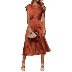 Pretty Garden/Bohme Rust Midi Sundress with Cap Dolman Sleeves